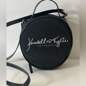 Kendall + Kylie Los Angeles Black Glitter Round Crossbody Bag Mini Purse